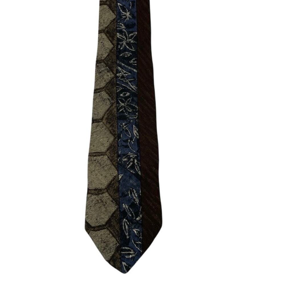 Bugatti 100% Italian silk tie in brown, blue, beige abstract